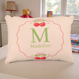 Cute Cherry Dessert Pattern Sweet Aesthetic Accent Pillow