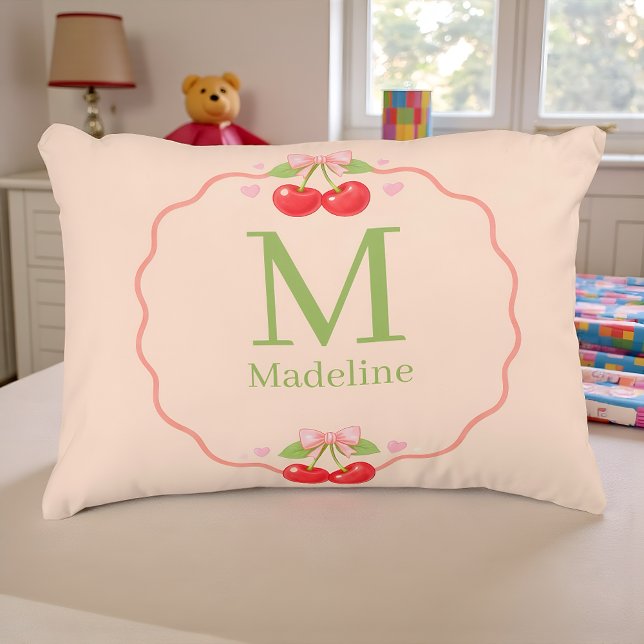 Cute Cherry Dessert Pattern Sweet Aesthetic Accent Pillow (Creator Uploaded)