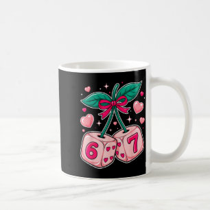 Cute Cherry Dice Valentine Pink Kawaii 67 Meme Sty Coffee Mug