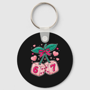 Cute Cherry Dice Valentine Pink Kawaii 67 Meme Sty Keychain