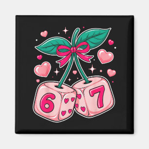 Cute Cherry Dice Valentine Pink Kawaii 67 Meme Sty Magnet