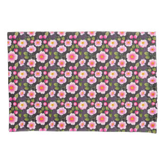 Cute Cherry flowers red, blue, yellow  Pillowcase