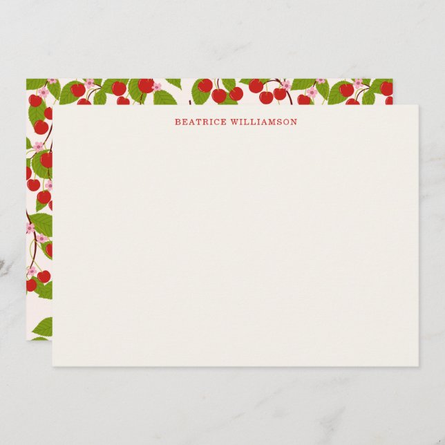 Cute Cherry Fruit Watercolor Pattern Personalized Card (Front/Back)