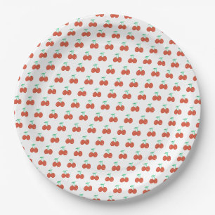 Cute Cherry Hand Drawn Sweet Birthday Red Paper Plate