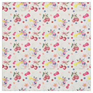 Cute Cherry Ice Cream Bear Fabric