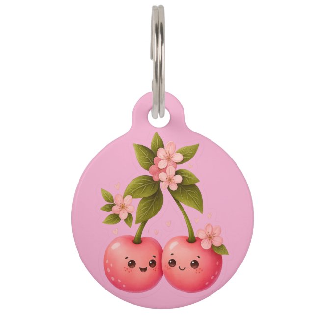 Cute Cherry Love Sticker Pet Tag (Front)
