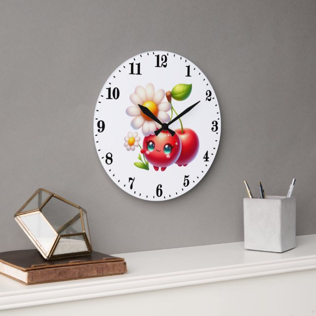 Cute cherry lovers kitchen  large clock (Office)