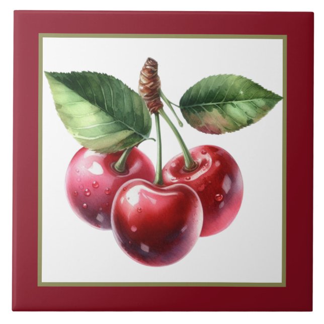 Cute cherry lovers kitchen  tile (Front)