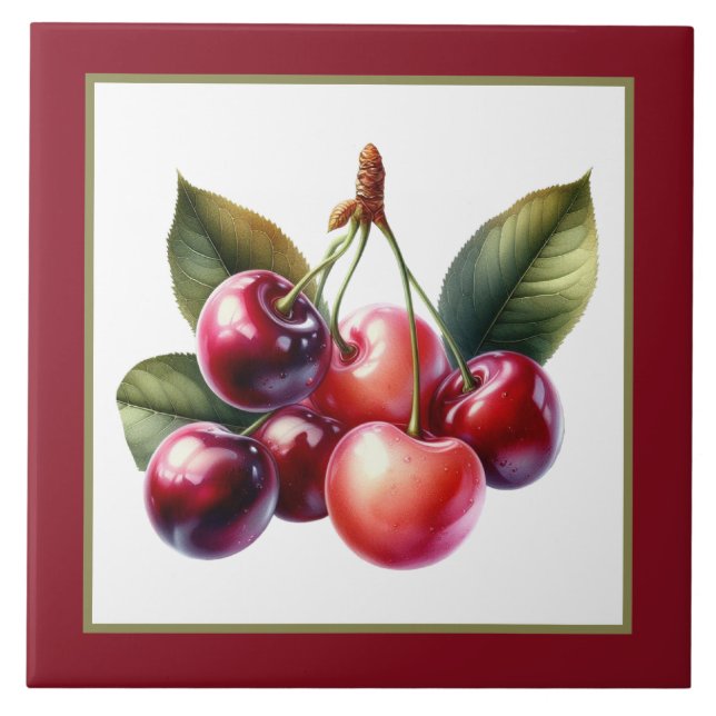 Cute cherry lovers kitchen  tile (Front)