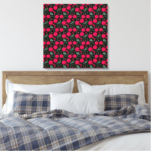 Cute Cherry Pattern Aesthetic Red Cherry Seamles Canvas Print