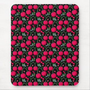Cute Cherry Pattern Aesthetic Red Cherry Seamles Mouse Pad