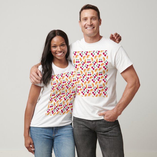 Cute Cherry Pattern Aesthetic | Red Cherry Seamles T-Shirt (Unisex)