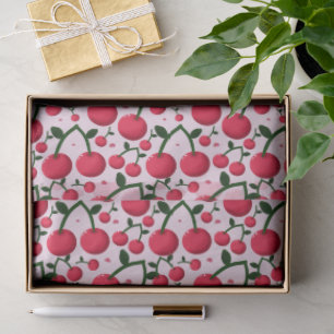 Cute Cherry Pattern Aesthetic   Red Cherry Seamles Tissue Paper