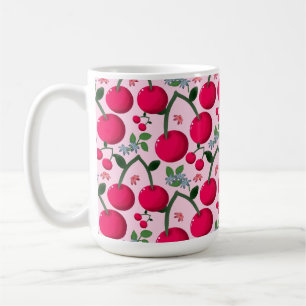 Cute Cherry  Pattern, Glossy Kawaii Fruit Coffee Mug