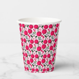 Cute Cherry  Pattern, Glossy Kawaii Fruit Paper Cups