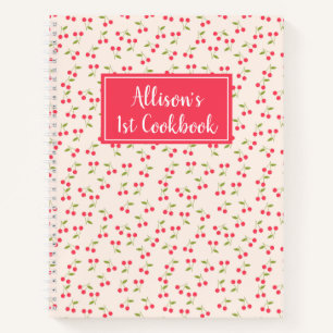 Cute Cherry Pattern Kitchen Poem 1st Cookbook Notebook