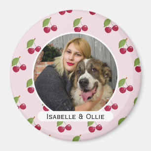 Cute Cherry Pattern Personalised Photo Magnet