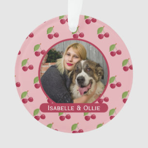Cute Cherry Pattern Personalised Photo Ornament