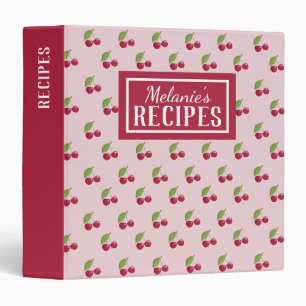 Cute Cherry Pattern Personalised Recipe Binder