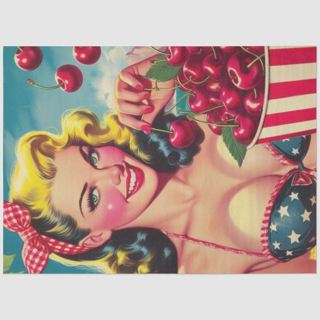 Cute Cherry Pin-up Tissue Paper (Front)