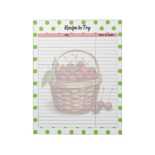 Cute Cherry Recipe Notepad