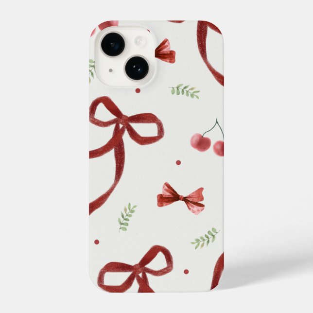 Cute Cherry & Red Ribbon Pattern Phone Case (Back)