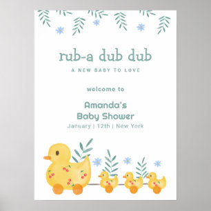 Cute Cherry Rubber Mommy Duck Baby Shower Welcome Poster