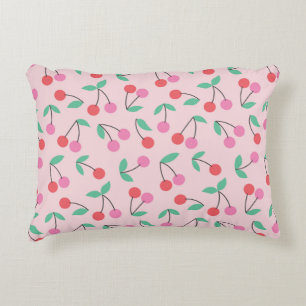 Cute cherry seamless pattern design. Vintage illus Accent Pillow