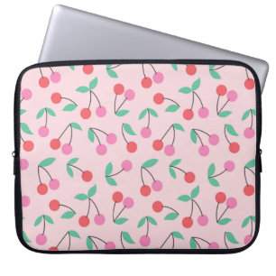 Cute cherry seamless pattern design. Vintage illus Laptop Sleeve