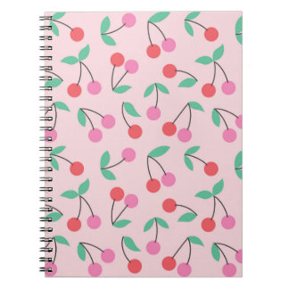 Cute cherry seamless pattern design. Vintage illus Notebook