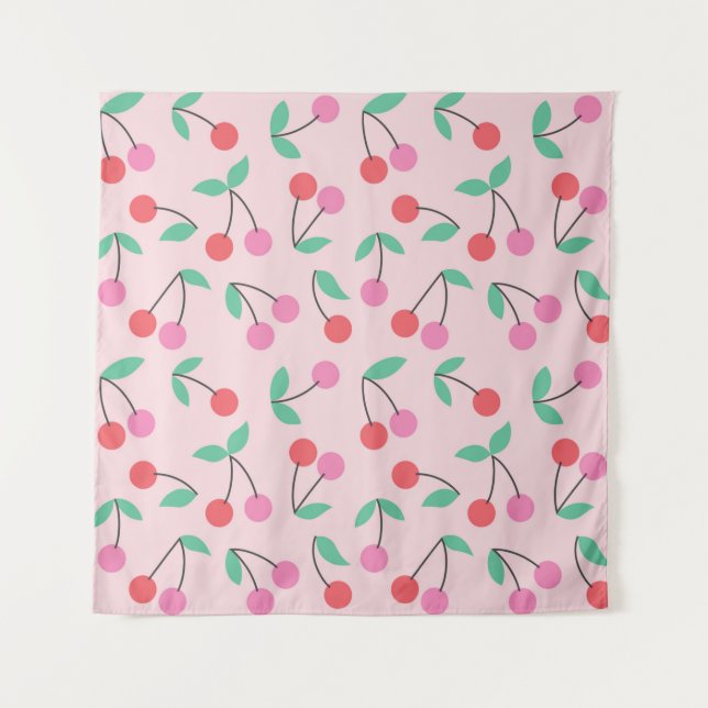 Cute cherry seamless pattern design. Vintage illus Tapestry (Front)