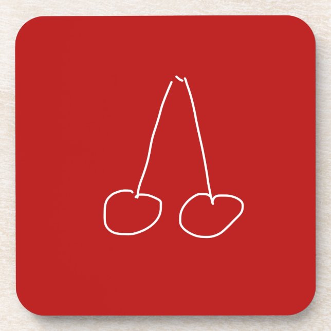 Cute cherry simple minimalist coaster (Front)