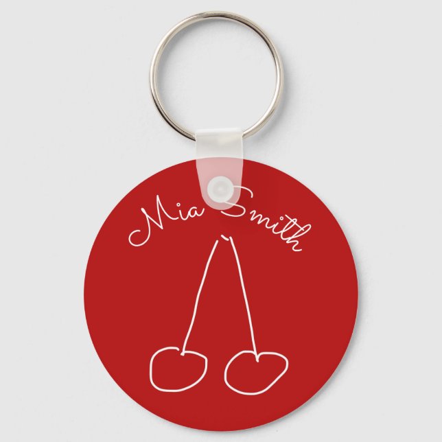 Cute cherry simple minimalist keychain (Front)