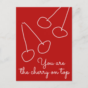 Cute cherry simple minimalist postcard