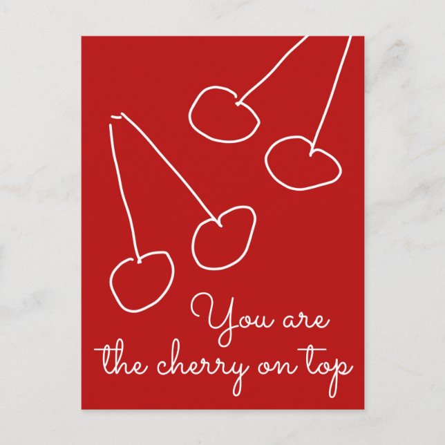 Cute cherry simple minimalist postcard (Front)