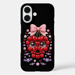 Cute Cherry Skull Bow Phone Case Halloween Kawaii
