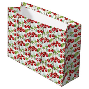 Cute Cherry Themed Pattern Birthday Large Gift Bag
