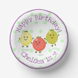 Cute cherry tomato friends cartoon illustration paper plate