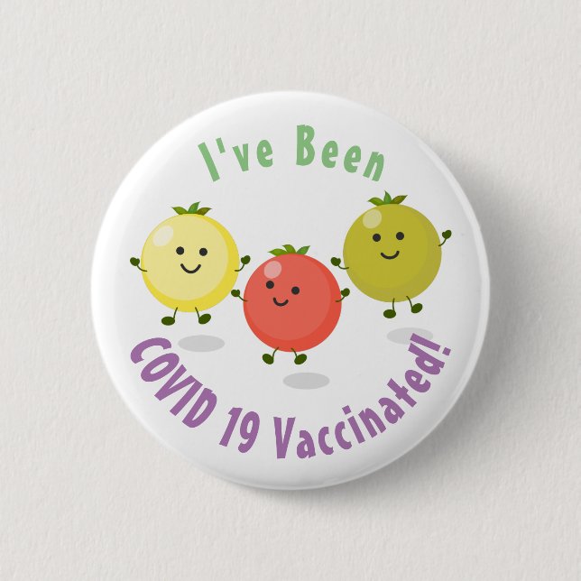 Cute cherry tomatoes cartoon illustration 2 inch round button (Front)