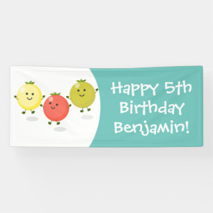 Cute cherry tomatoes cartoon illustration banner