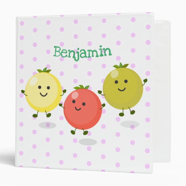 Cute cherry tomatoes cartoon illustration binder (Front/Inside)