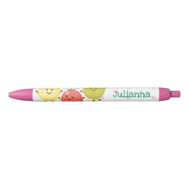 Cute cherry tomatoes cartoon illustration black ink pen (Front)