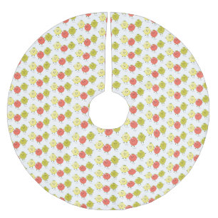 Cute cherry tomatoes cartoon illustration brushed polyester tree skirt