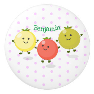 Cute cherry tomatoes cartoon illustration ceramic knob