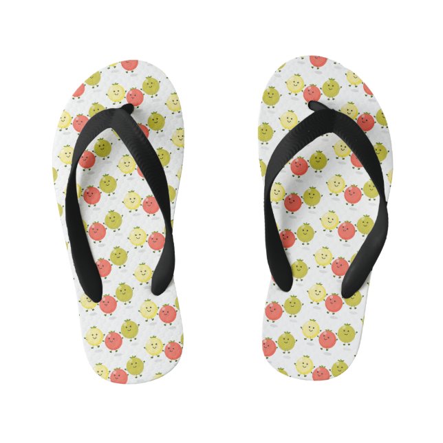 Cute cherry tomatoes cartoon illustration kid's flip flops (Footbed)