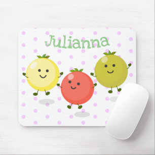 Cute cherry tomatoes cartoon illustration mouse pad
