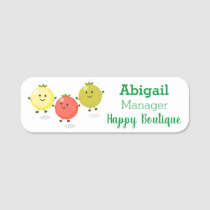 Cute cherry tomatoes cartoon illustration  name tag