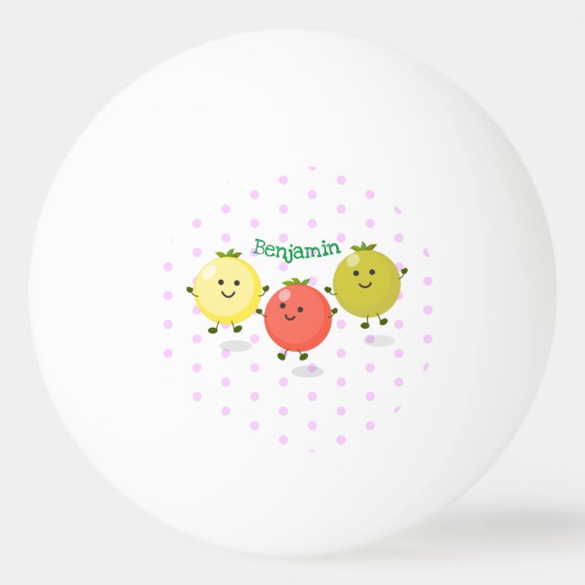 Cute cherry tomatoes cartoon illustration ping pong ball (Front)