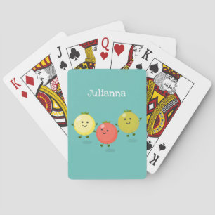 Cute cherry tomatoes cartoon illustration playing cards