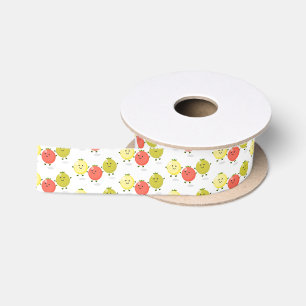 Cute cherry tomatoes cartoon illustration satin ribbon